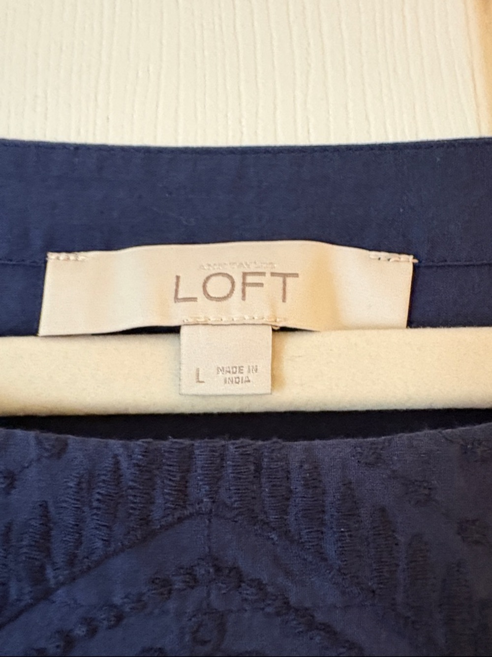 LOFT Navy Eyelet Peplum Blouse - Picture 3 of 4